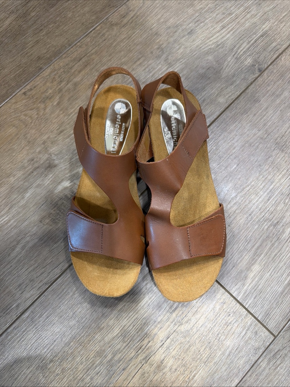 Eric Michael Brown Leather Slingback Sandals
